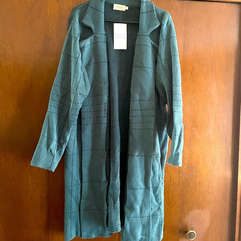 Sweater long jacket- faux plaid